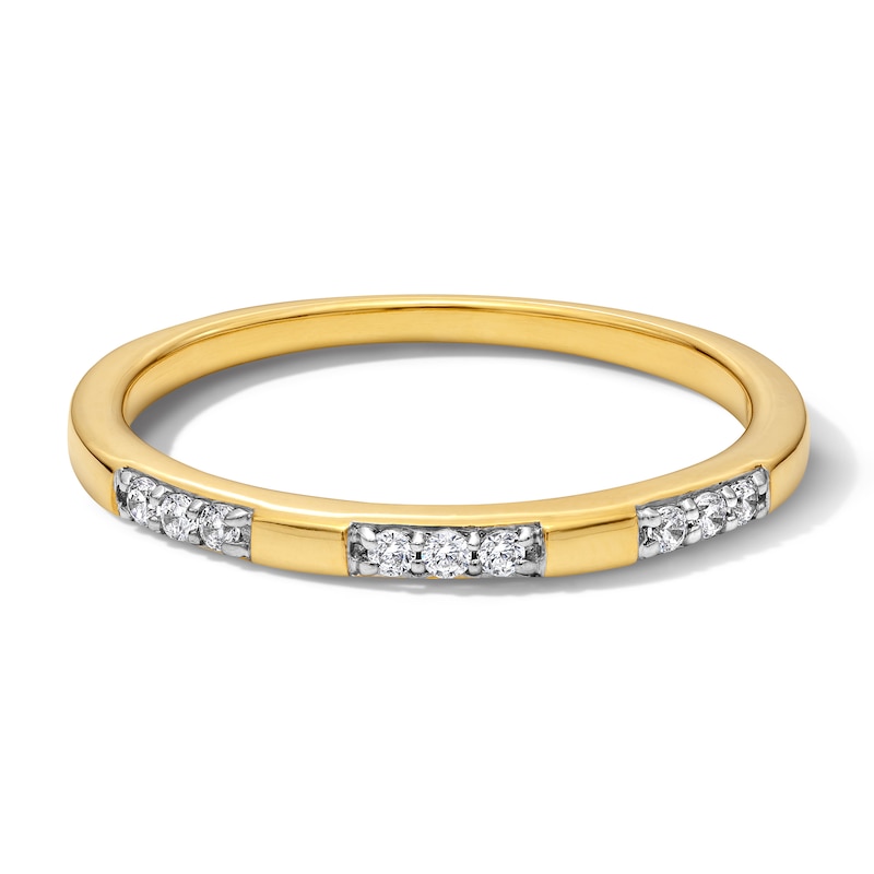 Main Image 1 of 1/15 CT. T.W. Diamond Trio Station Stackable Band in 10K Gold
