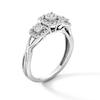 Thumbnail Image 3 of 1/4 CT. T.W. Diamond Cushion Frame Three Stone Crossover Shank Engagement Ring in 10K White Gold