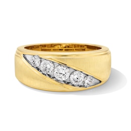 3/4 CT. T.W. Certified Lab-Grown Diamond Five Stone Slant Band in 10K Gold (F/VS2)