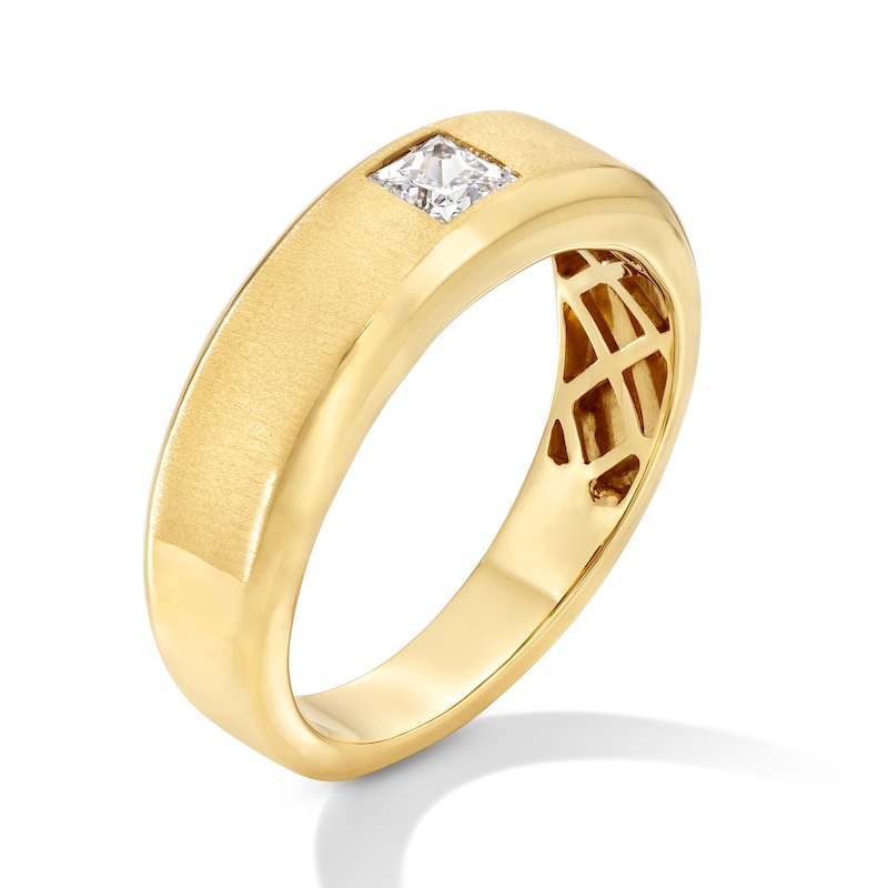 Main Image 2 of 1/2 CT. Square-Cut Certified Lab-Grown Diamond Solitaire Band in 10K Gold (F/VS2)