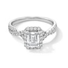 Thumbnail Image 1 of 1-3/8 CT. T.W. Emerald-Cut Certified Lab-Grown Diamond Frame Crossover Shank Engagement Ring in 14K White Gold (F/VS2)