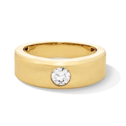 1/2 CT. Certified Lab-Grown Diamond Solitaire Beveled Edge Band in 10K Gold (F/VS2)