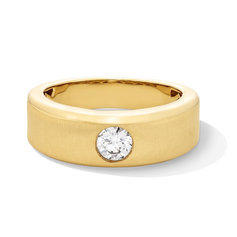 Main Image 1 of 1/2 CT. Certified Lab-Grown Diamond Solitaire Beveled Edge Band in 10K Gold (F/VS2)