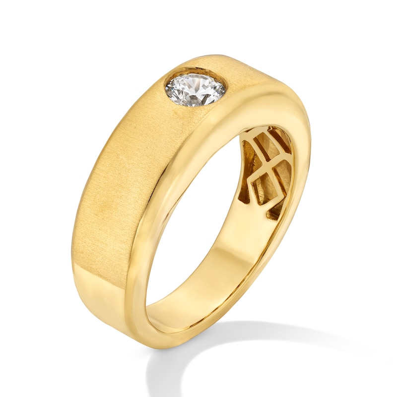 Main Image 2 of 1/2 CT. Certified Lab-Grown Diamond Solitaire Beveled Edge Band in 10K Gold (F/VS2)
