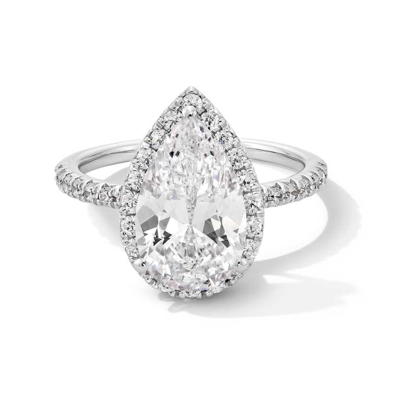 Main Image 1 of 3-1/2 CT. T.W. Pear-Shaped Certified Lab-Grown Diamond Frame Engagement Ring in 14K White Gold (F/VS2)