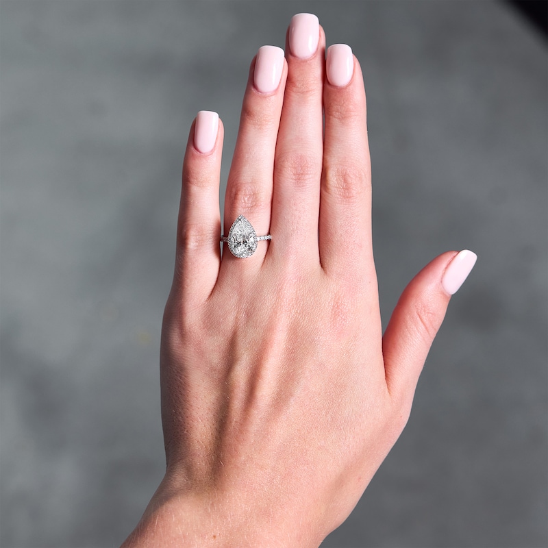 Main Image 2 of 3-1/2 CT. T.W. Pear-Shaped Certified Lab-Grown Diamond Frame Engagement Ring in 14K White Gold (F/VS2)
