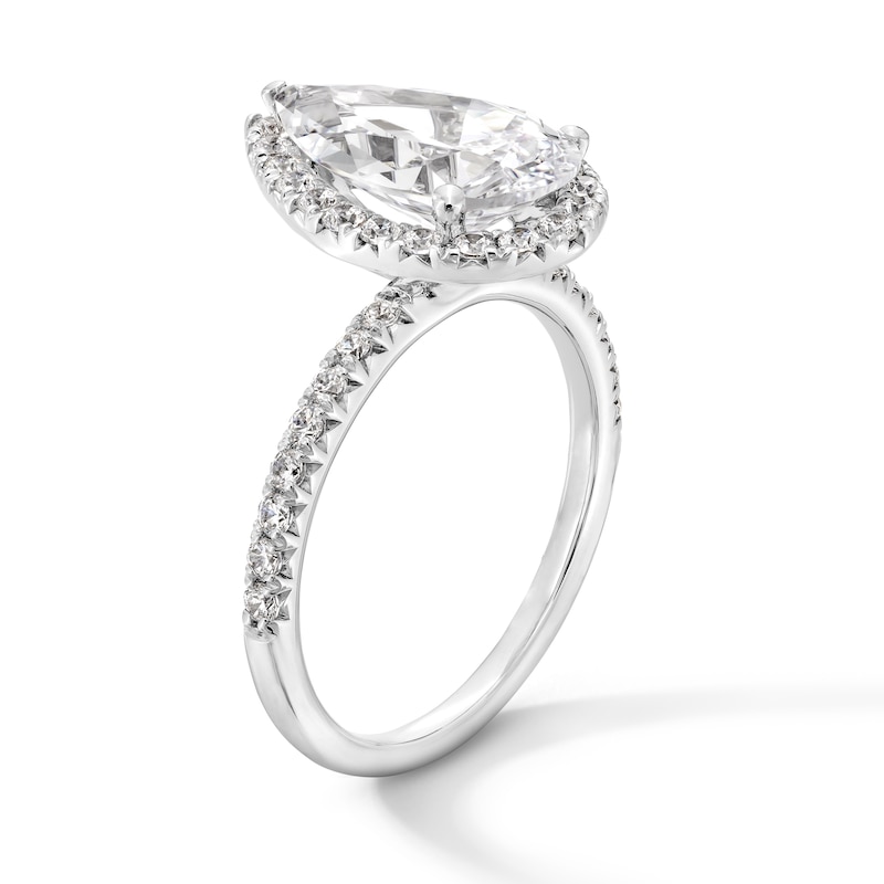 Main Image 2 of 3-1/2 CT. T.W. Pear-Shaped Certified Lab-Grown Diamond Frame Engagement Ring in 14K White Gold (F/VS2)