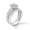 Thumbnail Image 2 of 1 CT. T.W. Certified Lab-Grown Diamond Cushion Frame Wedding Ensemble in 10K White Gold (F/SI2) - Size 7 and 10