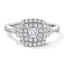 Thumbnail Image 1 of 7/8 CT. T.W. Princess-Cut Diamond Double Cushion Frame Tri-Sides Engagement Ring in 14K White Gold