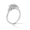 Thumbnail Image 2 of 7/8 CT. T.W. Princess-Cut Diamond Double Cushion Frame Tri-Sides Engagement Ring in 14K White Gold