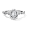 Thumbnail Image 1 of 1 CT. T.W. Oval Diamond Hexagonal Frame Engagement Ring in 14K White Gold