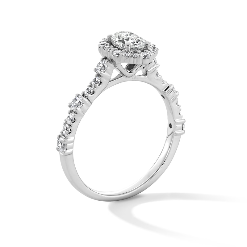Main Image 2 of 1 CT. T.W. Oval Diamond Hexagonal Frame Engagement Ring in 14K White Gold