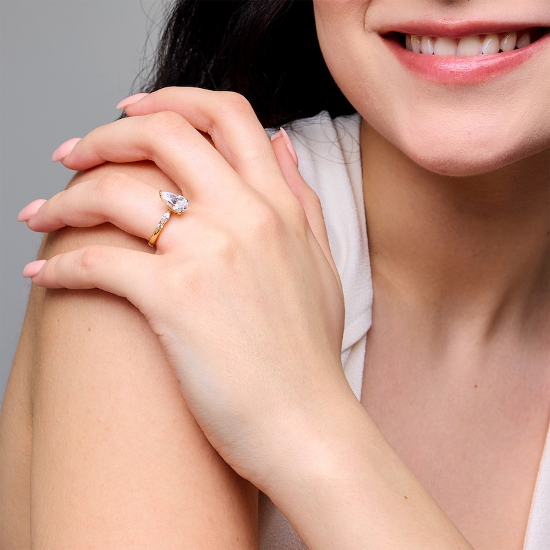Main Image 2 of 2-1/5 CT. T.W. Pear-Shaped Certified Lab-Grown Diamond Engagement Ring in 14K Gold (F/VS2)