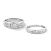 Thumbnail Image 1 of 3/8 CT. T.W. Certified Lab-Grown Diamond Frame Crossover Shank Wedding Ensemble in 10K White Gold (F/SI2)
