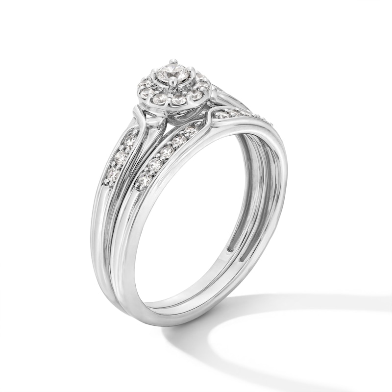 Main Image 2 of 3/8 CT. T.W. Certified Lab-Grown Diamond Frame Crossover Shank Wedding Ensemble in 10K White Gold (F/SI2)