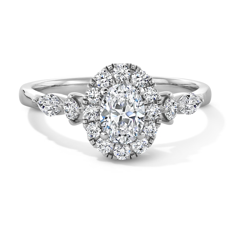 Main Image 1 of 1 CT. T.W. Oval Diamond Frame Engagement Ring in 14K White Gold
