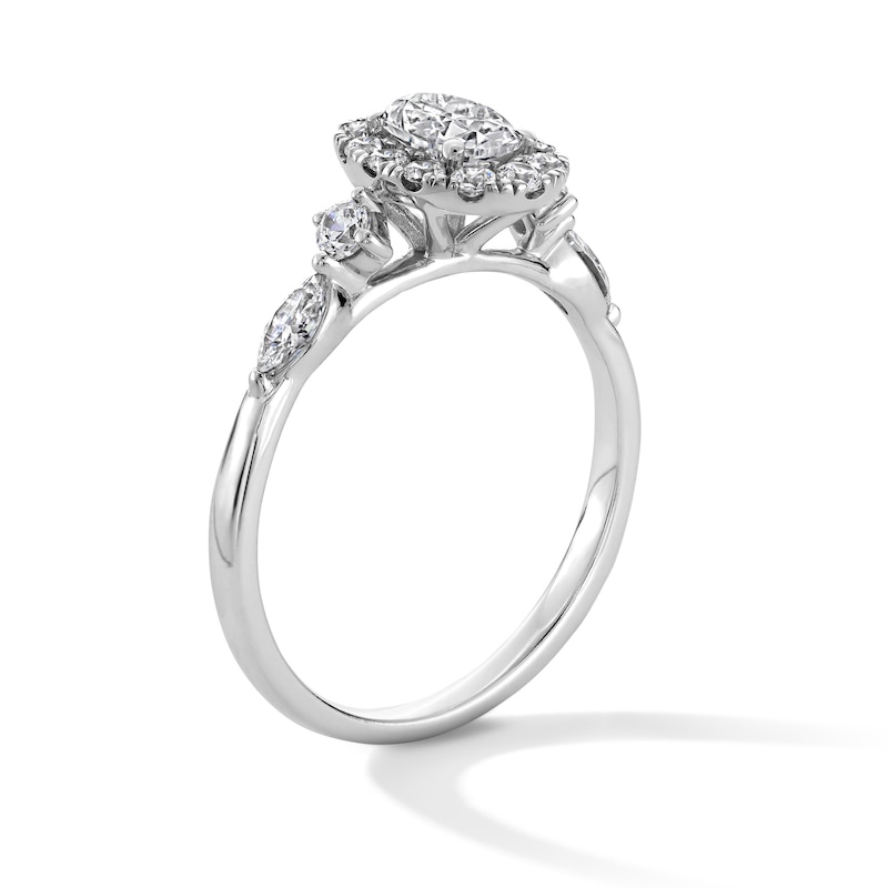 Main Image 2 of 1 CT. T.W. Oval Diamond Frame Engagement Ring in 14K White Gold