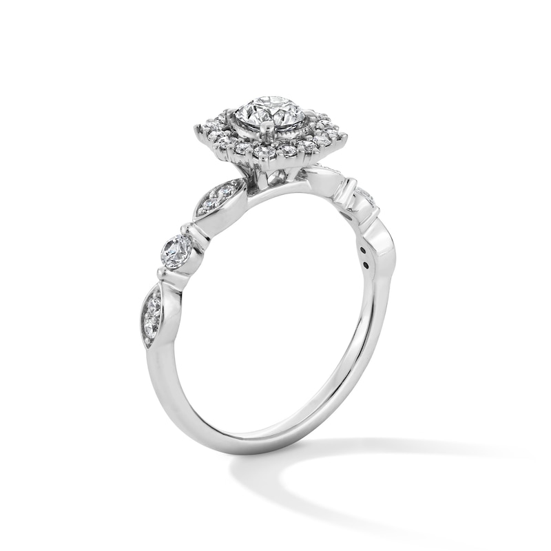 Main Image 2 of 7/8 CT. T.W. Diamond Frame Art Deco Vintage-Style Engagement Ring in 14K White Gold