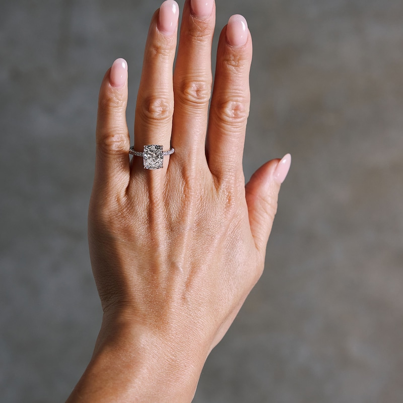 Main Image 2 of 5-1/3 CT. T.W. Elongated Cushion-Cut Certified Lab-Grown Diamond Engagement Ring in 14K White Gold (F/VS2)