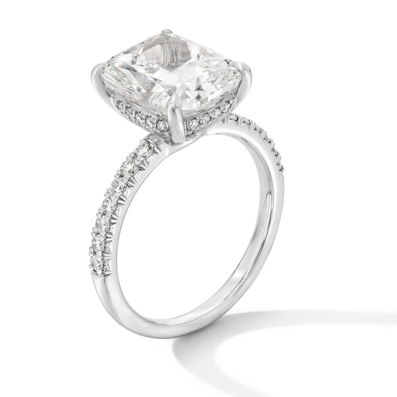 Main Image 2 of 5-1/3 CT. T.W. Elongated Cushion-Cut Certified Lab-Grown Diamond Engagement Ring in 14K White Gold (F/VS2)