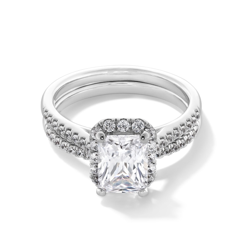 Main Image 1 of 2 CT. T.W. Radiant-Cut Certified Lab-Grown Diamond Frame Bridal Set in 14K White Gold (F/VS2)