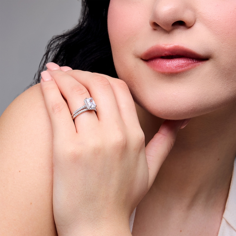 Main Image 2 of 2 CT. T.W. Radiant-Cut Certified Lab-Grown Diamond Frame Bridal Set in 14K White Gold (F/VS2)