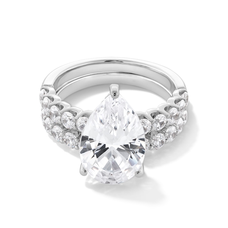 Main Image 1 of 5-3/8 CT. T.W. Pear-Shaped Certified Lab-Grown Diamond Bridal Set in 14K White Gold (F/VS2)
