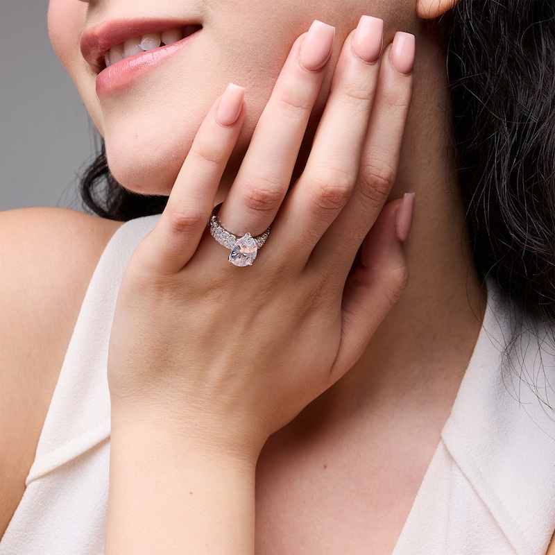 Main Image 2 of 5-3/8 CT. T.W. Pear-Shaped Certified Lab-Grown Diamond Bridal Set in 14K White Gold (F/VS2)