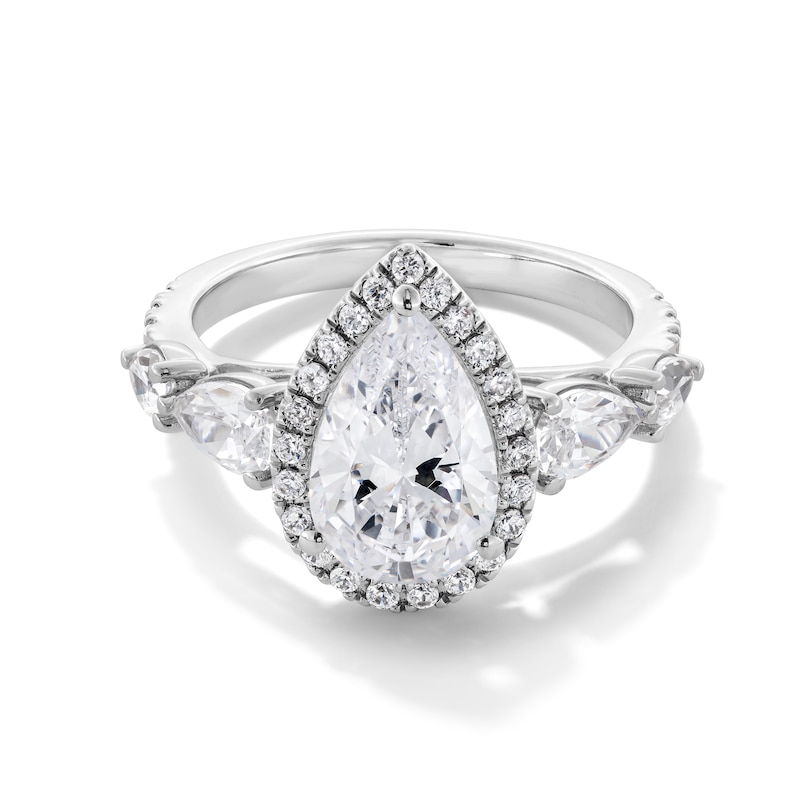 Main Image 1 of 3 CT. T.W. Pear-Shaped Certified Lab-Grown Diamond Frame Engagement Ring in 14K White Gold (F/VS2)