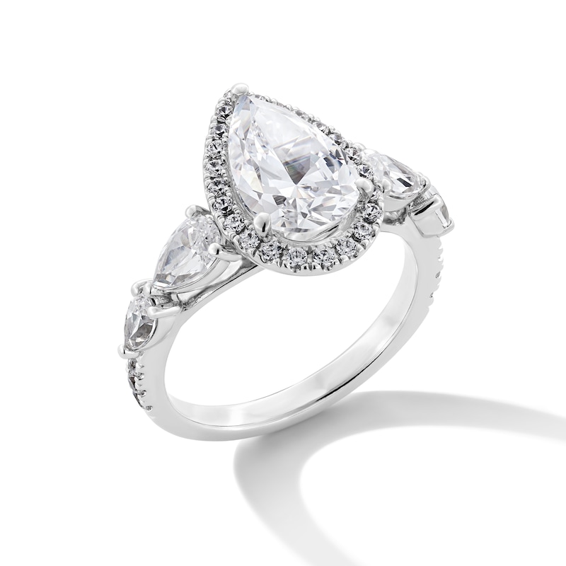 Main Image 3 of 3 CT. T.W. Pear-Shaped Certified Lab-Grown Diamond Frame Engagement Ring in 14K White Gold (F/VS2)