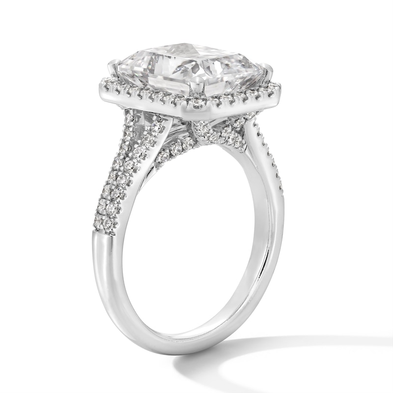 Main Image 2 of 4-1/2 CT. T.W. Radiant-Cut Certified Lab-Grown Diamond Frame Split Shank Engagement Ring in 14K White Gold (F/VS2)