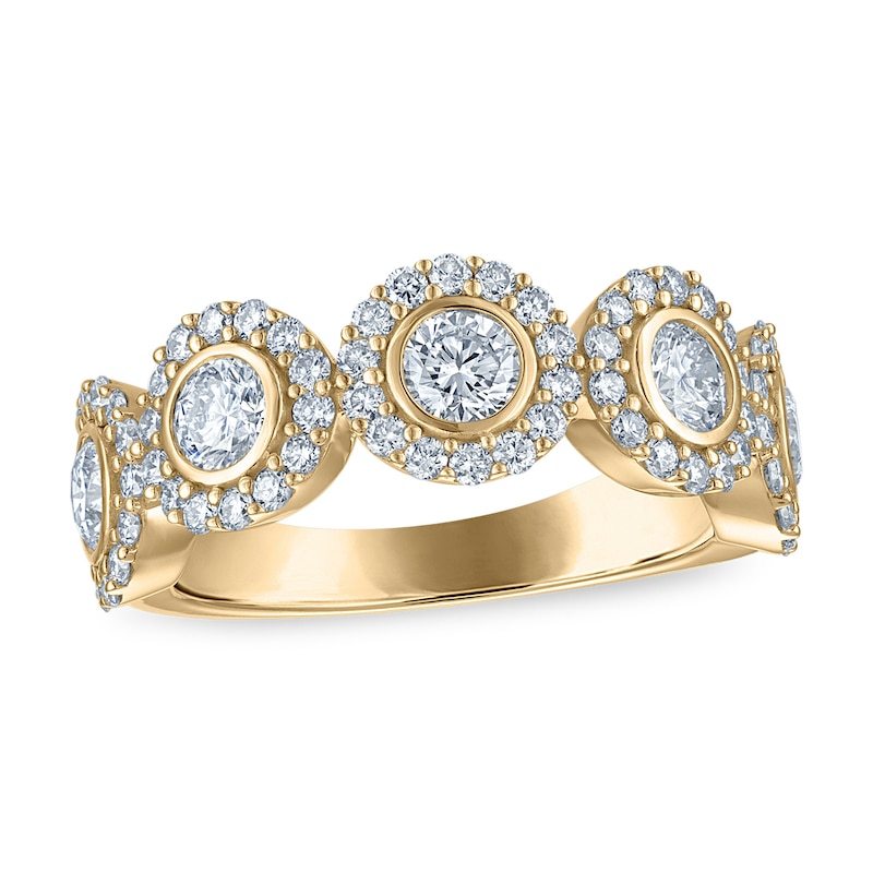 Main Image 1 of 1-1/2 CT. T.W. Certified Lab-Grown Diamond Frame Five Stone Anniversary Band in 10K Gold (F/VS2)