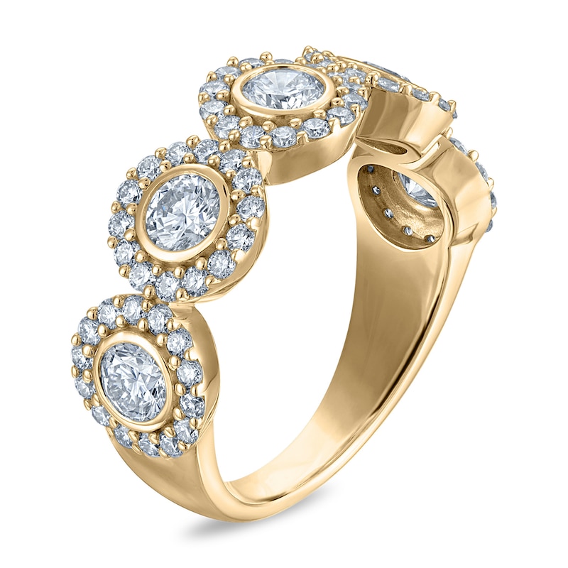 Main Image 2 of 1-1/2 CT. T.W. Certified Lab-Grown Diamond Frame Five Stone Anniversary Band in 10K Gold (F/VS2)