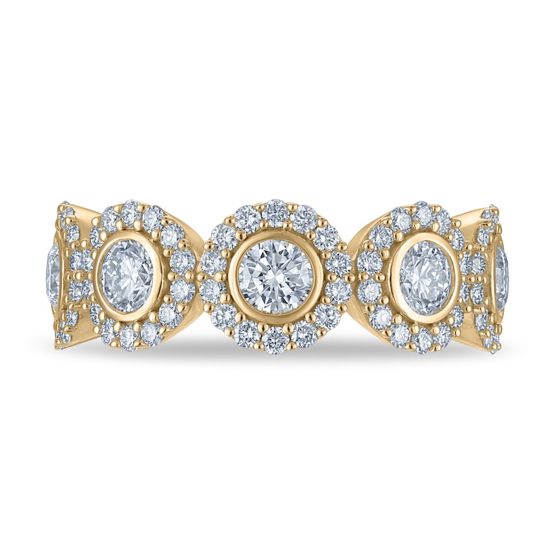 Main Image 3 of 1-1/2 CT. T.W. Certified Lab-Grown Diamond Frame Five Stone Anniversary Band in 10K Gold (F/VS2)