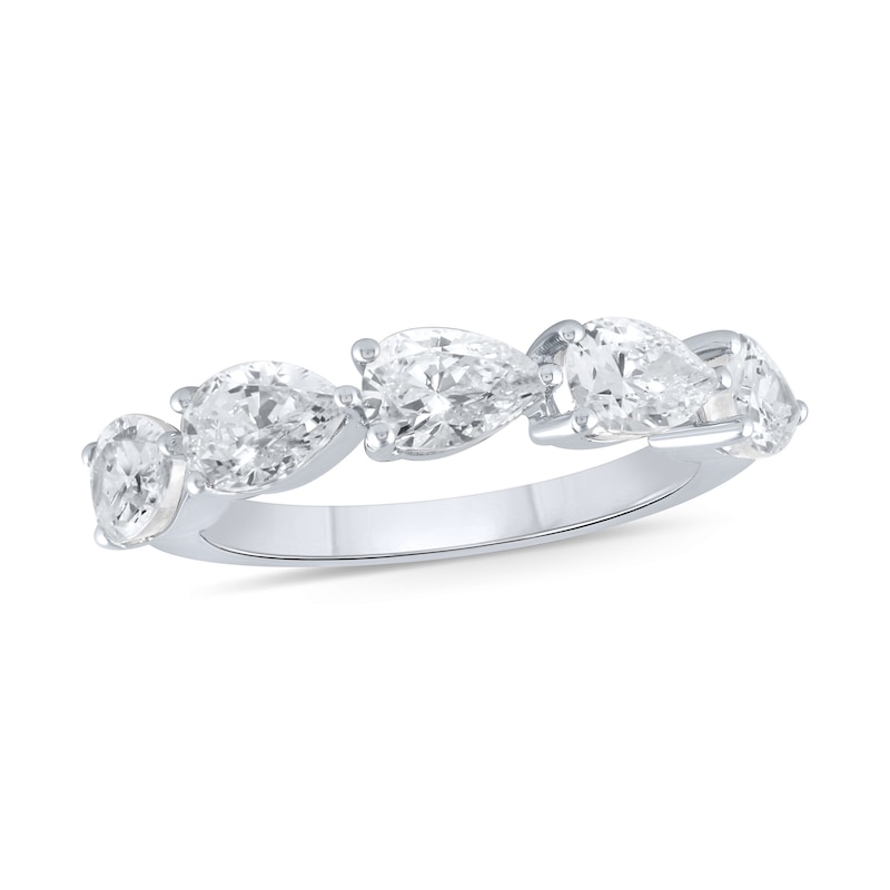 Main Image 1 of 2 CT. T.W. Pear-Shaped Certified Lab-Grown Diamond Five Stone Anniversary Band in 10K White Gold (F/VS2)