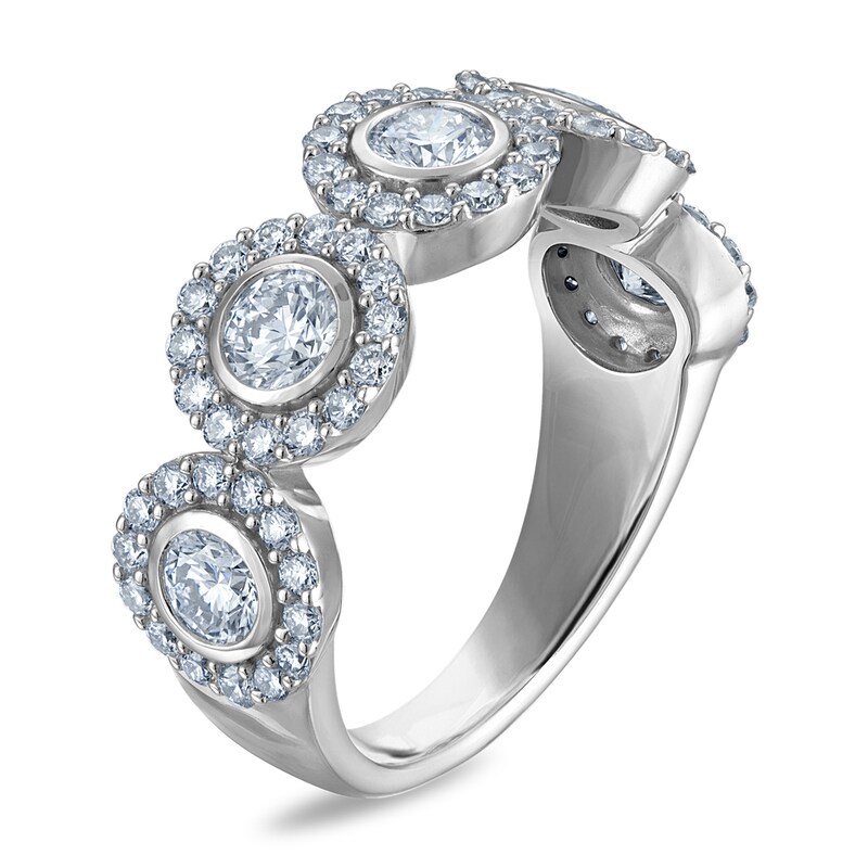 Main Image 2 of 1-1/2 CT. T.W. Certified Lab-Grown Diamond Frame Five Stone Anniversary Band in 10K White Gold (F/VS2)