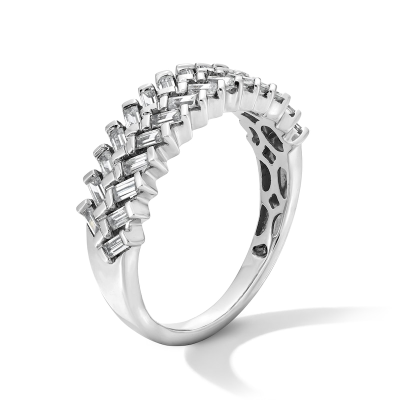 Main Image 2 of 7/8 CT. T.W. Baguette-Cut Certified Lab-Grown Diamond Double Row Band in 14K White Gold (F/VS2)
