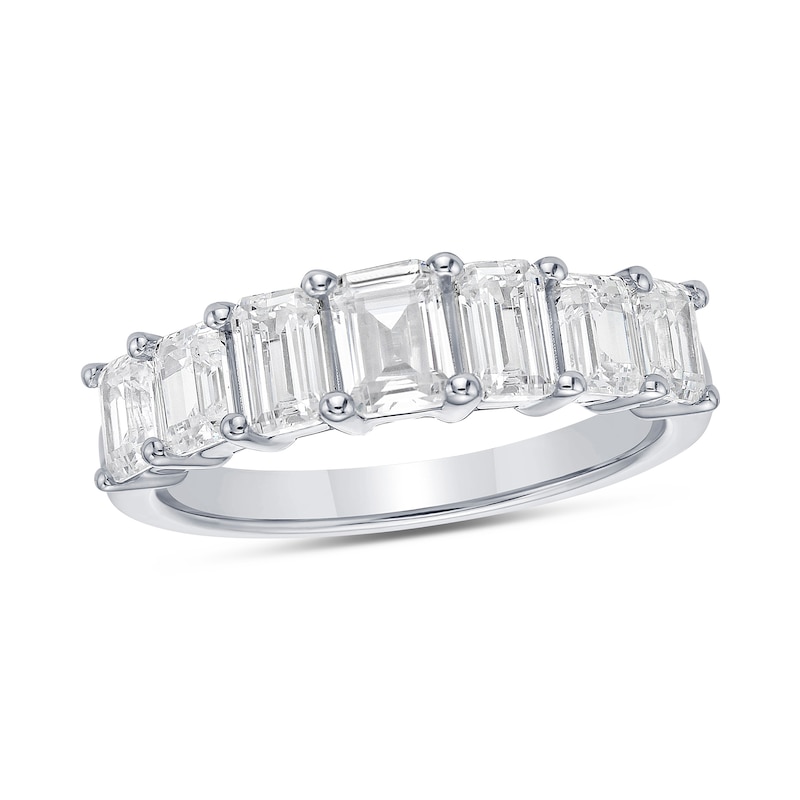 Main Image 1 of 2 CT. T.W. Emerald-Cut Certified Lab-Grown Diamond Seven Stone Anniversary Band in 10K White Gold (F/VS2)
