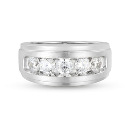 1-1/2 CT. T.W. Certified Lab-Grown Diamond Five Stone Stepped Edge Band in 10K White Gold (F/VS2)
