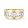 Thumbnail Image 1 of 1-1/2 CT. T.W. Certified Lab-Grown Diamond Five Stone Stepped Edge Band in 10K Gold (F/VS2)