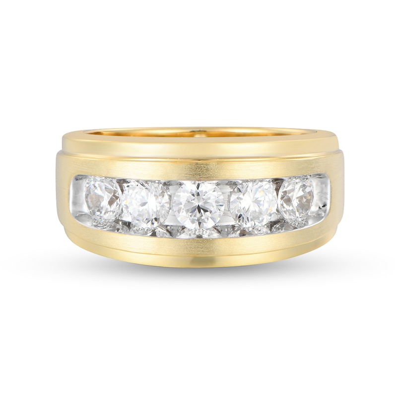 Main Image 1 of 1-1/2 CT. T.W. Certified Lab-Grown Diamond Five Stone Stepped Edge Band in 10K Gold (F/VS2)