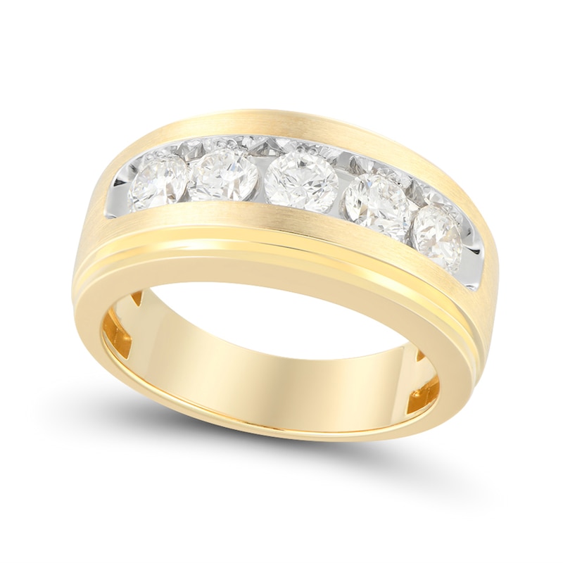 Main Image 2 of 1-1/2 CT. T.W. Certified Lab-Grown Diamond Five Stone Stepped Edge Band in 10K Gold (F/VS2)