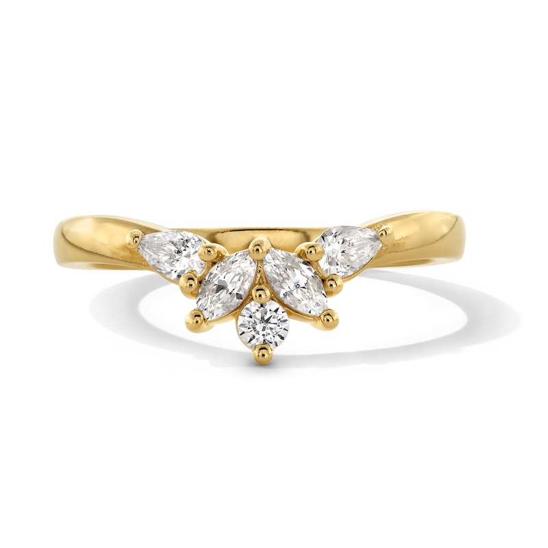 Main Image 1 of 3/8 CT. T.W. Multi-Shaped Certified Lab-Grown Diamond Floral Contour Band in 14K Gold (F/VS2)