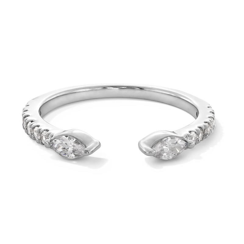 Main Image 1 of 3/8 CT. T.W. Marquise and Round Certified Lab-Grown Diamond Open Shank Stackable Band in 10K White Gold (F/VS2)