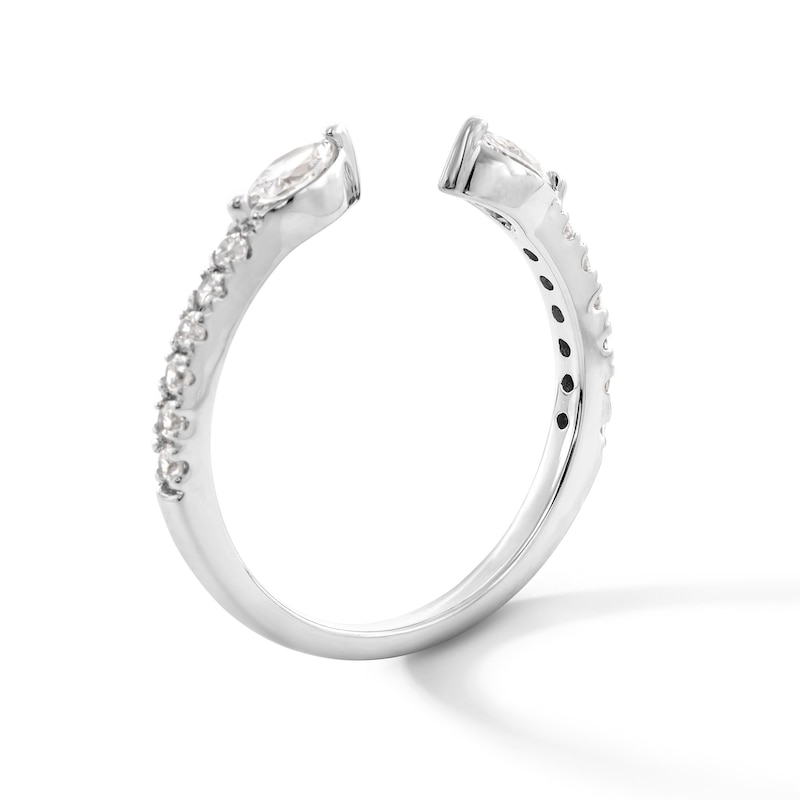 Main Image 2 of 3/8 CT. T.W. Marquise and Round Certified Lab-Grown Diamond Open Shank Stackable Band in 10K White Gold (F/VS2)