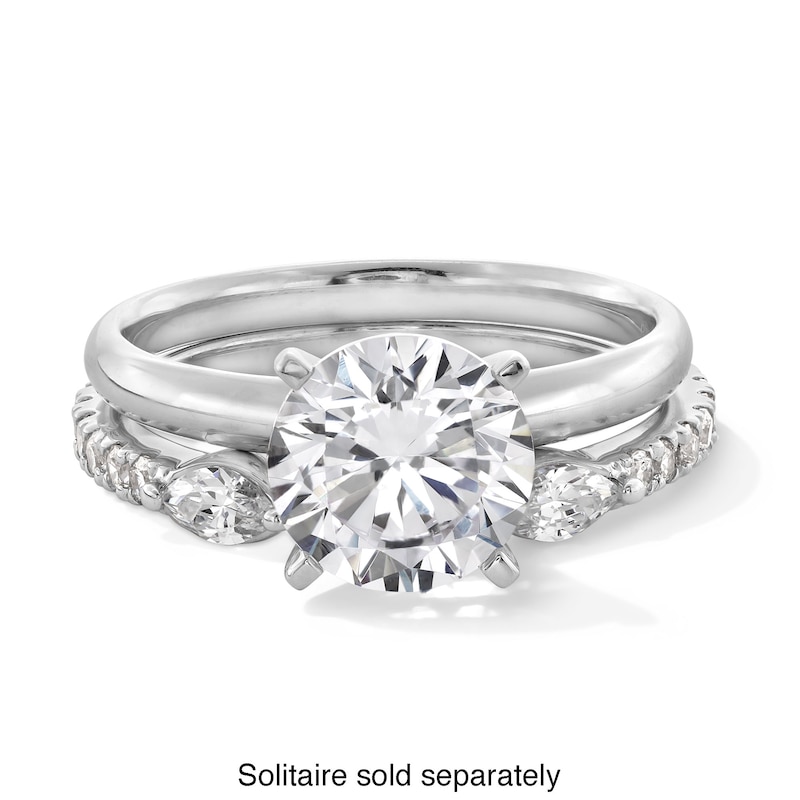 Main Image 4 of 3/8 CT. T.W. Marquise and Round Certified Lab-Grown Diamond Open Shank Stackable Band in 10K White Gold (F/VS2)