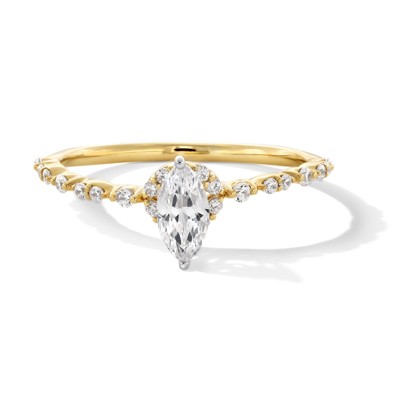 Main Image 1 of 1/2 CT. T.W. Marquise-Cut Certified Lab-Grown Diamond Collar Promise Ring in 10K Gold (F/SI2)