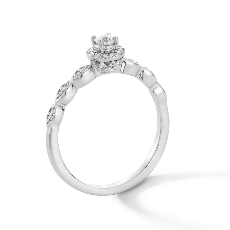 Main Image 2 of 1/4 CT. T.W. Certified Lab-Grown Diamond Frame Scallop Shank Promise Ring in 10K White Gold (F/SI2)