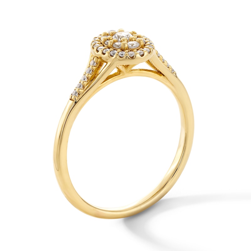 Main Image 2 of 1/4 CT. T.W. Oval-Shaped Certified Lab-Grown Multi-Diamond Frame Promise Ring in 10K Gold (F/SI2)