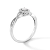 Thumbnail Image 2 of 1/4 CT. T.W. Emerald-Cut Certified Lab-Grown Diamond Frame Twist Shank Vintage-Style Promise Ring in 10K White Gold